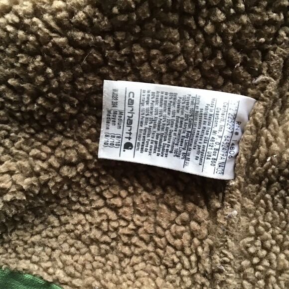 Vintage Carhartt Women’s Green Jacket Sherpa Lined WJ022 394 Medium Chore Coat - Picture 7 of 9